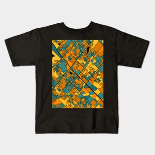 Brampton Map Pattern in Orange & Teal Kids T-Shirt